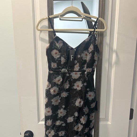 Lulus Pure Splendor black floral trumpet dress - Picture 4 of 4